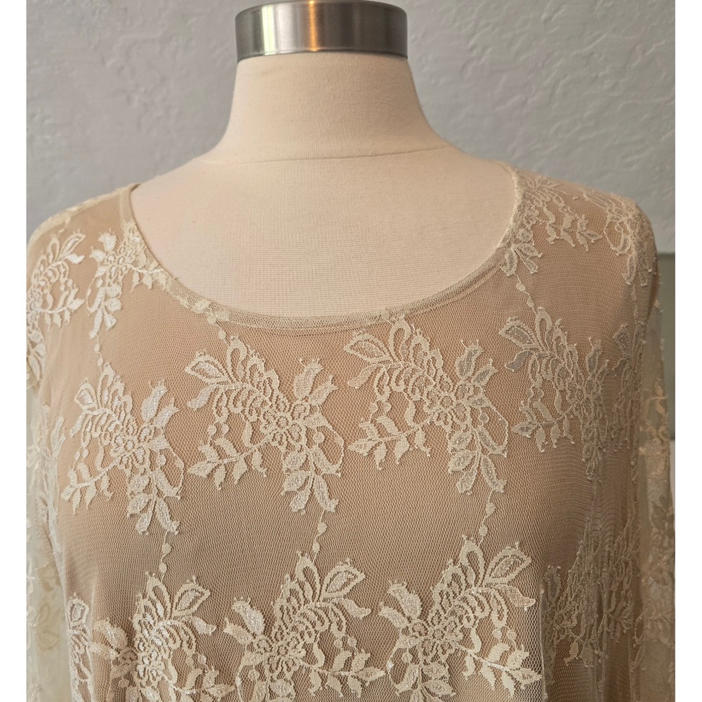Paisley Vine 1X Lagenlook Tunic Dress Lace Ruffle Tunic Romantic Elegant Boho - Picture 2 of 7